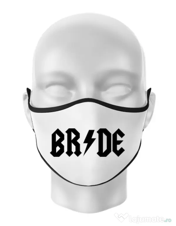 Masca personalizata reutilizabila Bride ACDC Alb