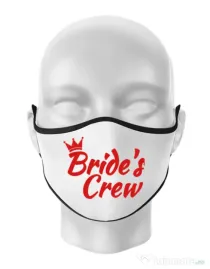 Masca personalizata reutilizabila Bride's crew Alb