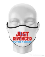 Masca personalizata reutilizabila Just divorced Alb