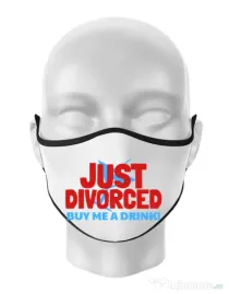 Masca personalizata reutilizabila Just divorced Alb