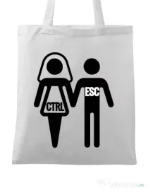 Sacosa personalizata Mireasa Control escape Alb