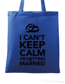 Sacosa personalizata Mireasa I cant keep calm married Albastru regal