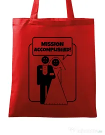 Sacosa personalizata Mireasa Mission Accomplished Rosu