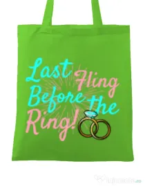 Sacosa personalizata Petrecerea burlacitelor Last fling before the ring Verde
