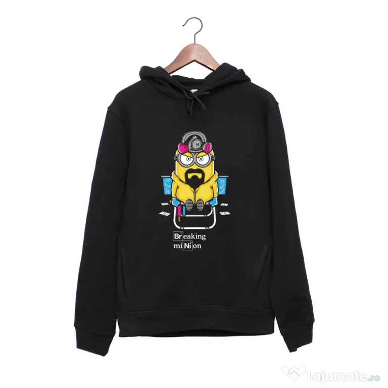 Hanorac personalizat negru unisex Breaking Minion