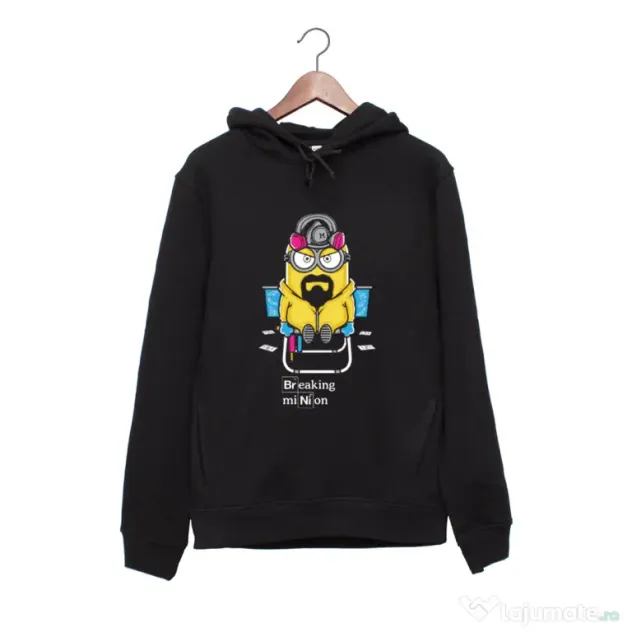Hanorac personalizat negru unisex Breaking Minion