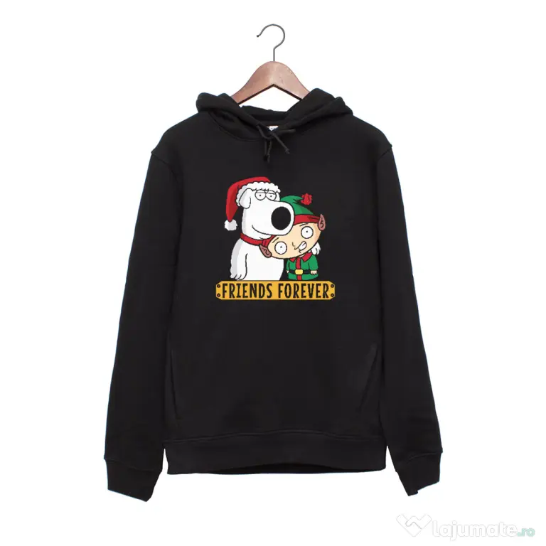 Hanorac personalizat negru unisex Friends forever