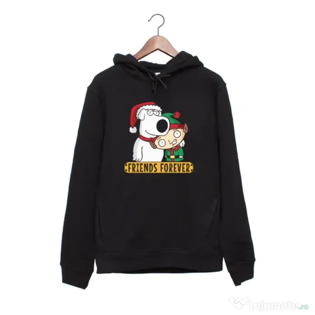 Hanorac personalizat negru unisex Friends forever