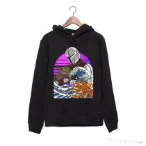 Hanorac personalizat negru unisex Manda wave