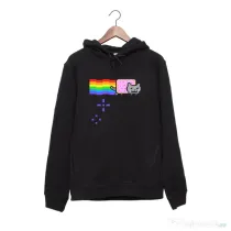 Hanorac personalizat negru unisex Nyan cat