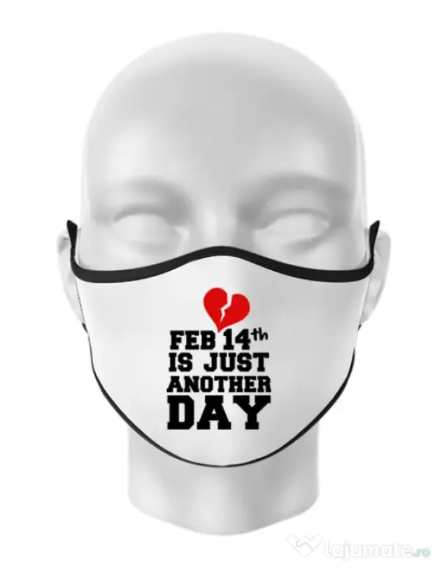 Masca personalizata reutilizabila 14 Februarie Alb