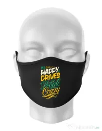 Masca personalizata reutilizabila Be happy Negru