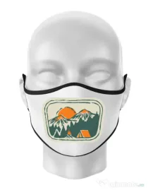 Masca personalizata reutilizabila Camping badge Alb