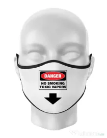 Masca personalizata reutilizabila Danger No Smoking Alb