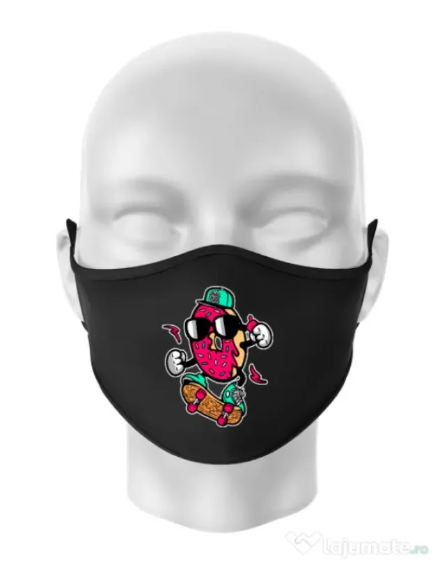 Masca personalizata reutilizabila Donut skater Negru