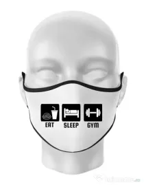 Masca personalizata reutilizabila Eat sleep gym Alb