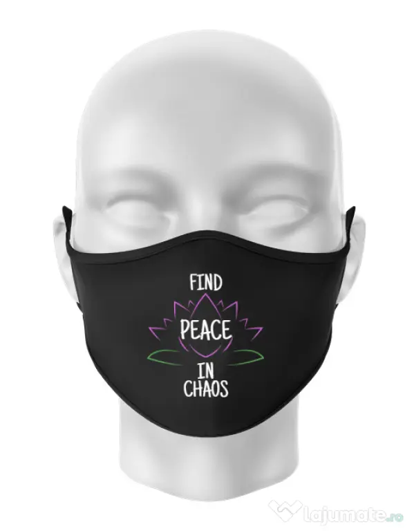 Masca personalizata reutilizabila Find peace Negru