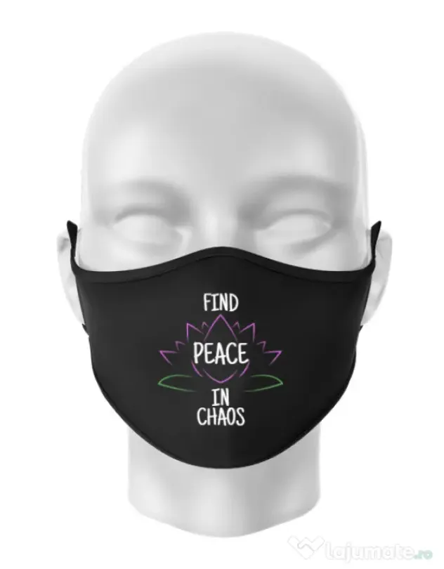 Masca personalizata reutilizabila Find peace Negru