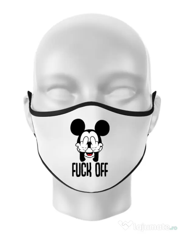 Masca personalizata reutilizabila Fuck off Alb