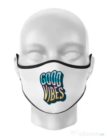 Masca personalizata reutilizabila Good vibes Alb