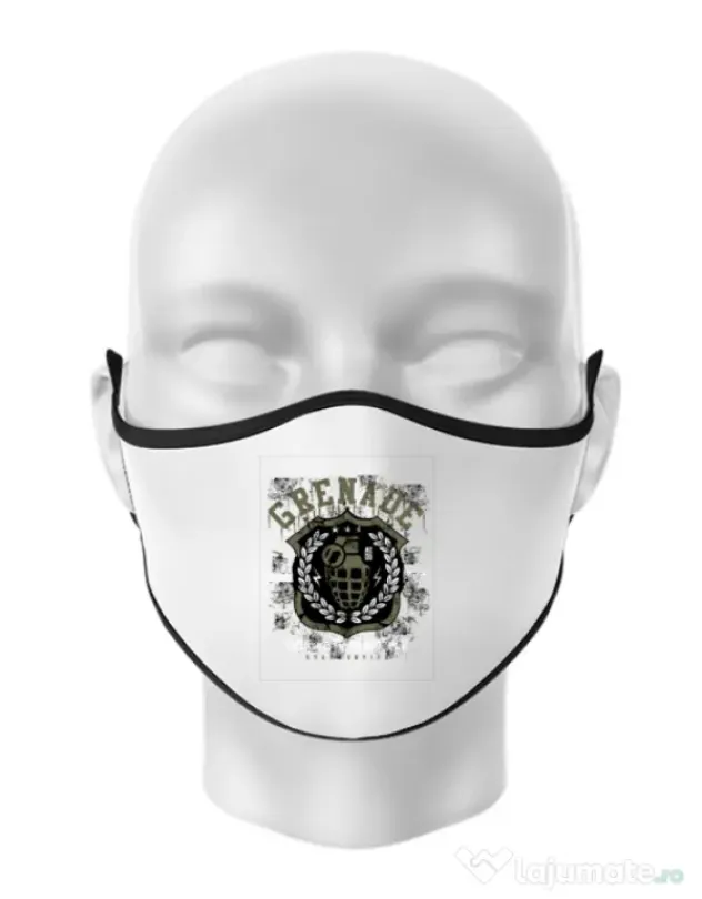 Masca personalizata reutilizabila Grenade Alb