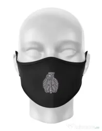 Masca personalizata reutilizabila Grenade Ribcage Negru