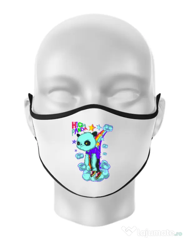 Masca personalizata reutilizabila High panda Alb