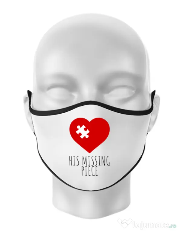 Masca personalizata reutilizabila His missing piece Alb