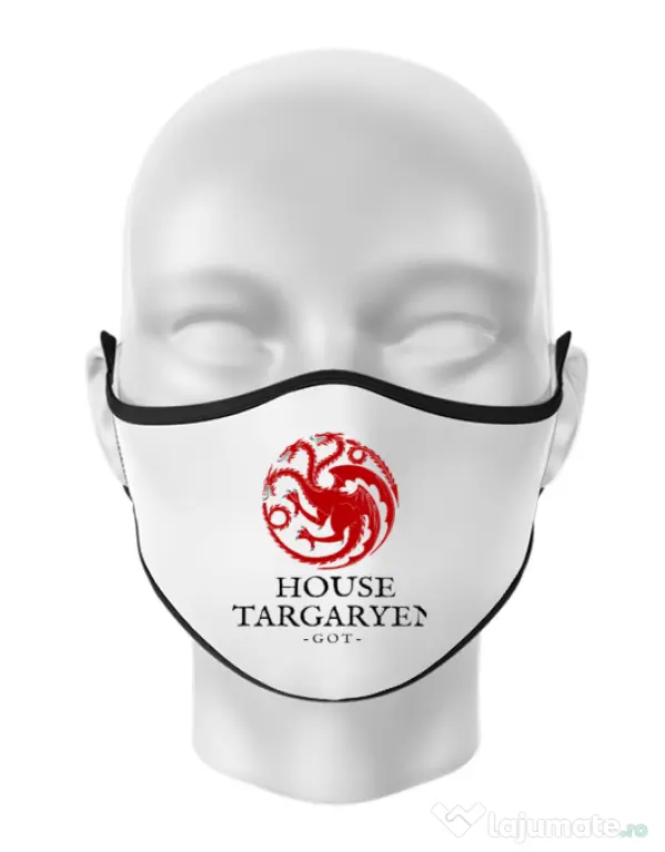Masca personalizata reutilizabila House Targaryen Alb