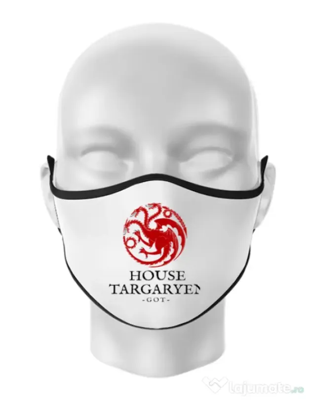 Masca personalizata reutilizabila House Targaryen Alb