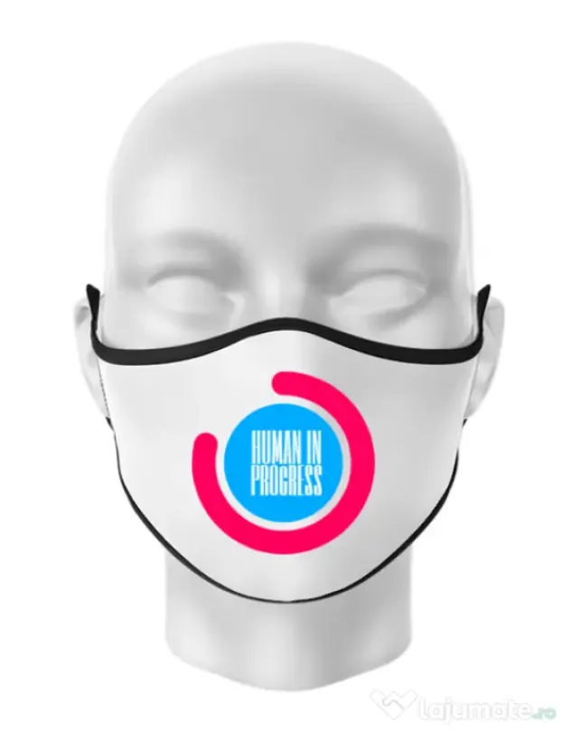 Masca personalizata reutilizabila Human in progress Alb