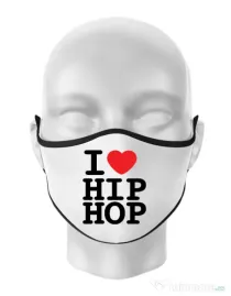 Masca personalizata reutilizabila I love hip hop Alb