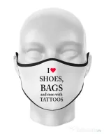 Masca personalizata reutilizabila I love shoes Alb