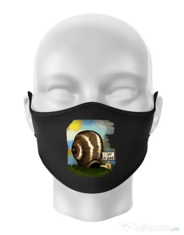 Masca personalizata reutilizabila I stay home 2 Negru