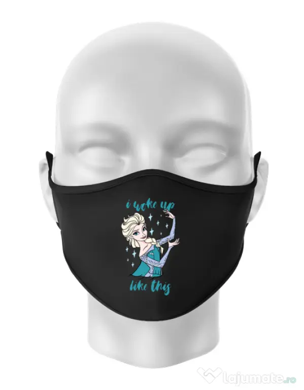 Masca personalizata reutilizabila I woke up like Elsa Negru