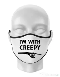 Masca personalizata reutilizabila I'm with creepy Alb