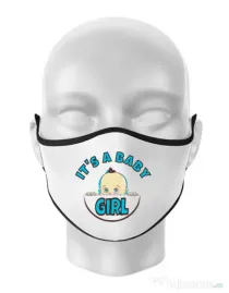 Masca personalizata reutilizabila It’s a baby girl Alb
