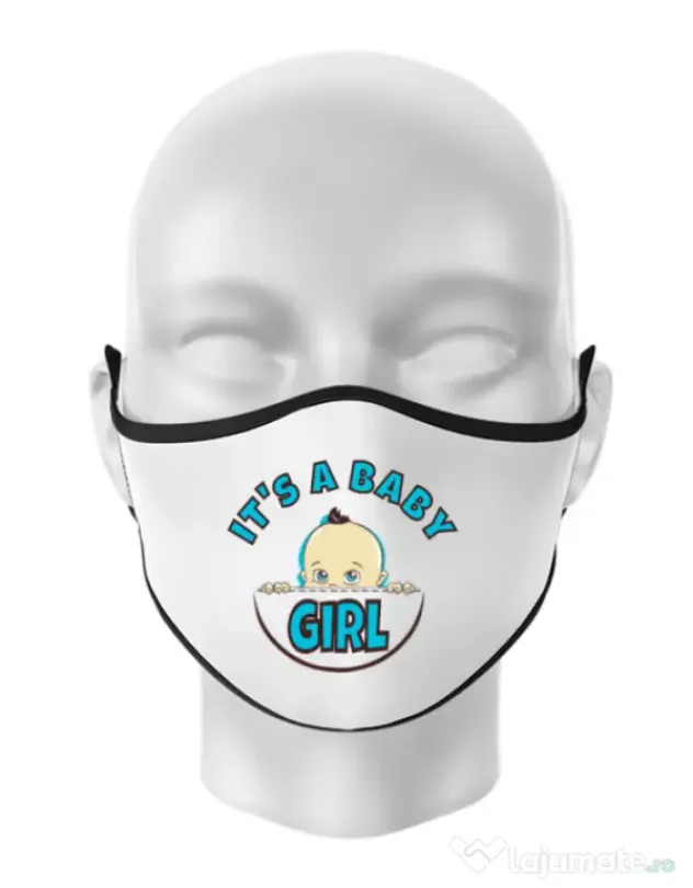 Masca personalizata reutilizabila It’s a baby girl Alb