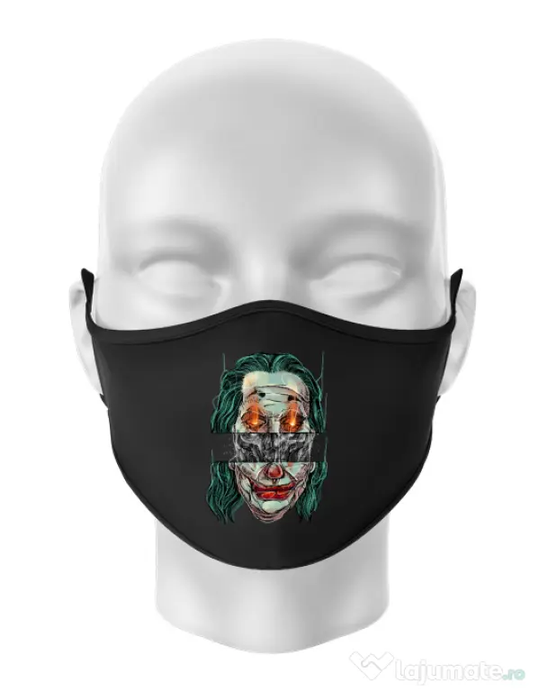 Masca personalizata reutilizabila Joker skull Negru