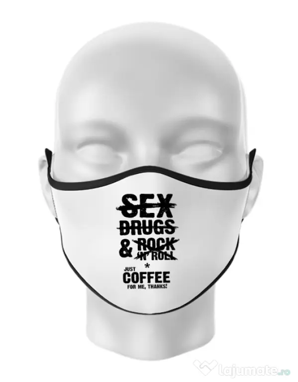 Masca personalizata reutilizabila Just coffee for me Alb