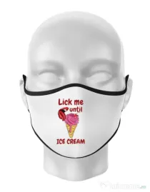 Masca personalizata reutilizabila Lick me until ice cream Alb