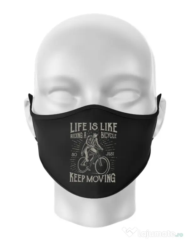 Masca personalizata reutilizabila Life Is Like Riding A Bicycle Negru