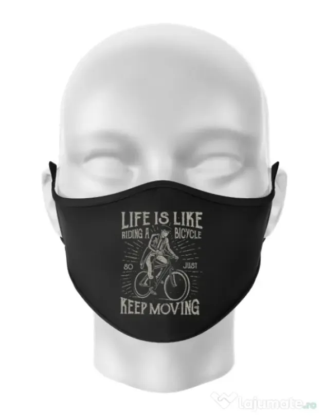 Masca personalizata reutilizabila Life Is Like Riding A Bicycle Negru