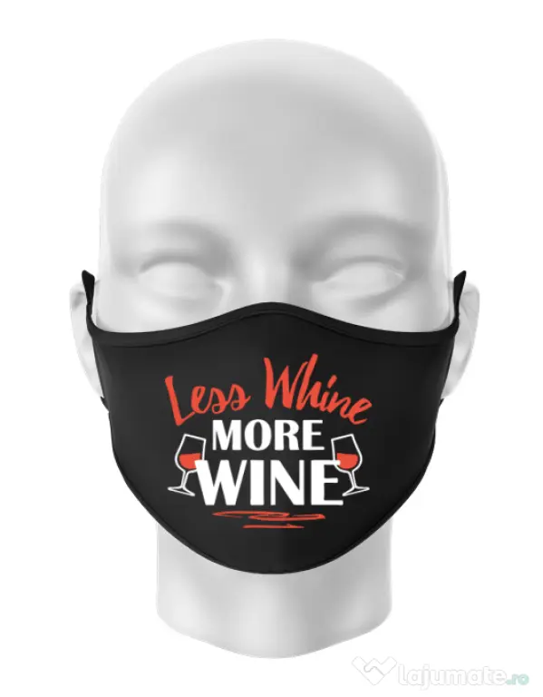 Masca personalizata reutilizabila More wine Negru