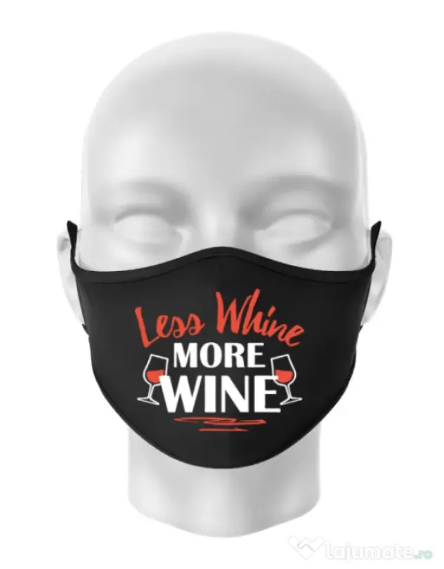 Masca personalizata reutilizabila More wine Negru