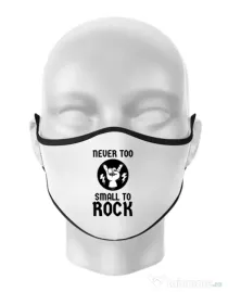 Masca personalizata reutilizabila Never too small to rock Alb
