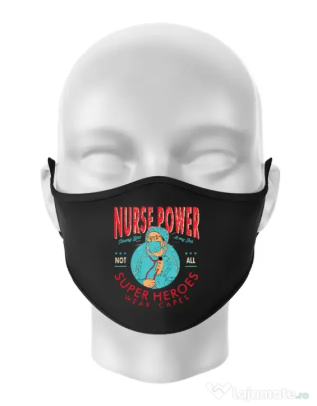 Masca personalizata reutilizabila Nurse power Negru