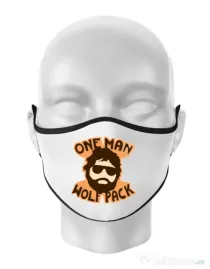 Masca personalizata reutilizabila One man wolf pack Alb