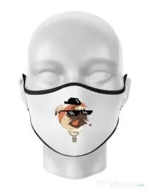 Masca personalizata reutilizabila Pug Life Alb