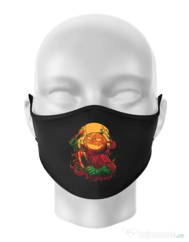 Masca personalizata reutilizabila Pumpkinhead Butcher Negru